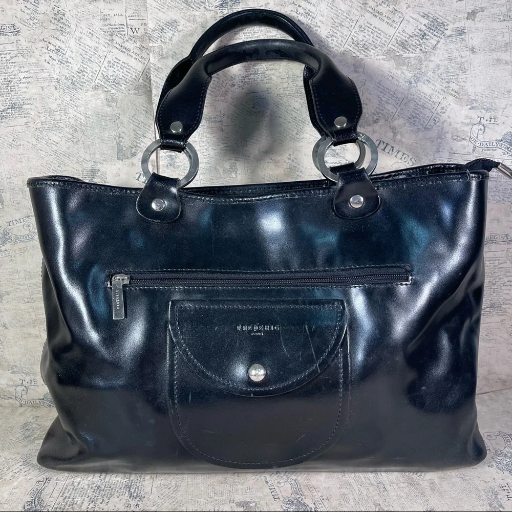 Frederic Paris Made in France Black Leather Satchel Bag Structured Shoulder Bag